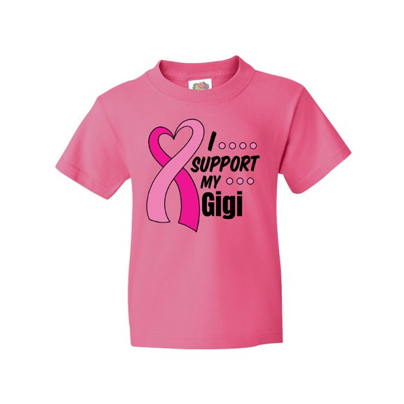 Inktastic Breast Cancer Awareness I Support My Gigi with Pink Ribbon Youth T-Shirt