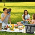 thumbnail image 7 of Cooler Bag Large Insulated Reusable Grocery Bag Transport Cold Hot Food Apply to Delivery Bag Travel Picnic Cooler 20"×8"×15" Gray, 7 of 7