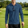 thumbnail image 7 of Domuza Men's Polo Shirt with Pocket, Long Sleeve Soft Collared Top, Breathable Casual Shirt for Daily Wear Navy 3XL, 7 of 7