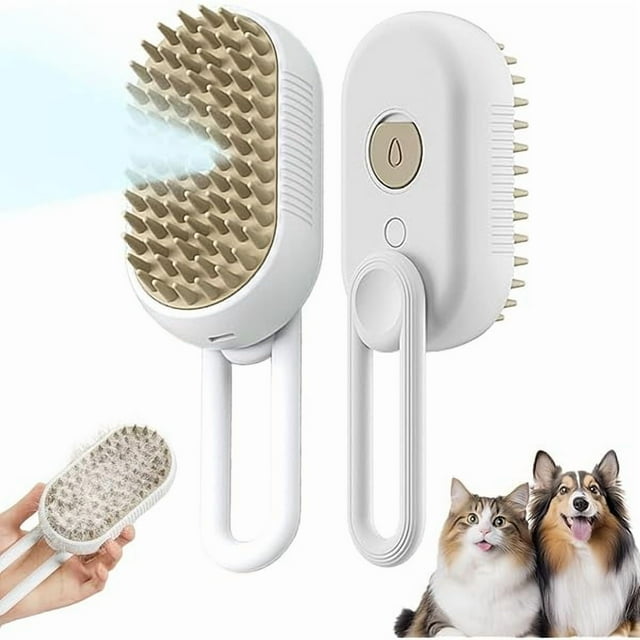 HAYAN Steam Brush for Dogs, Pet Spritz Defur Comb, Spritz Defur Comb for Cats, Pet Spray Hair Removal Comb – Deshedding, Massaging & Cleaning for Cats & Dogs (White)