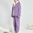 thumbnail image 6 of 2 Piece Thermal Hoodies Pajamas Set for Women Ultra Soft Plush Velvet Homewear Loungewear Outfits Purple,M, 6 of 7