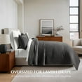 thumbnail image 2 of EVERGRACE Cotton Sateen Quilt Set King Size, Pre-Washed Cotton Channel Stitch Coverlet Bedspread, 3 Pieces Lightweight Soft Bedding Sets for All Season, with 2 Pillow Shams, Washed Black, 2 of 7