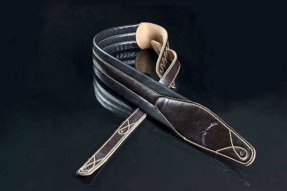 Walker & Williams C21 Brown Padded Leather Strap for Guitar or Bass 2.75" Wide