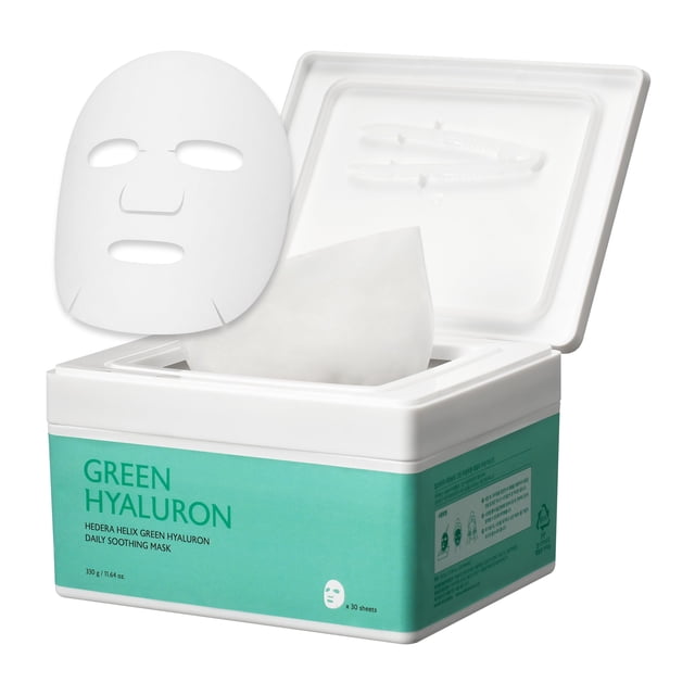 MILKTOUCH Green Hyaluron Paquete de mascarillas calmantes diarias - Mascarillas faciales hidratantes, nutritivas y revitalizantes para una piel brillante, efectos hidratantes y calmantes antienvejecim