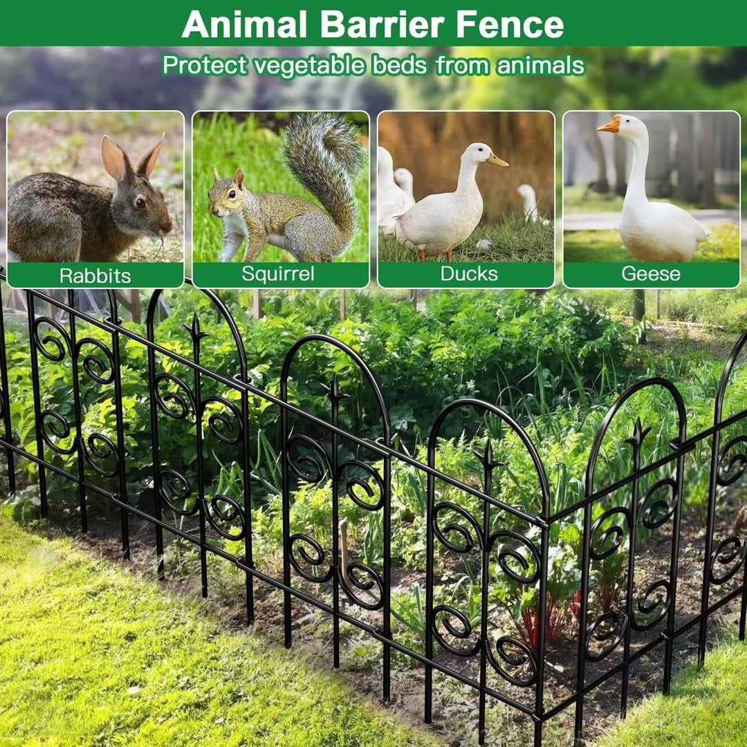 32in High Decorative Garden Fence with Pre-Linked Panels for Pet Barrier and Flower Bed Edging