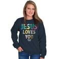 thumbnail image 5 of Jesus Loves You Christian Women Crewneck Sweatshirt Brisco Brands S, 5 of 6