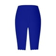 thumbnail image 4 of LIIPEE Women Leggings Casual Elastic High Waist Slim Fit Knee Length Leggings Solid Color Summer Beach Shorts Comfortable Soft Breathable Daily Leggings,Blue,M, 4 of 4