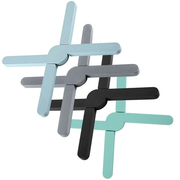 Foldable Silicone Trivets, 4 PCS Expandable Silicone Trivets for Dishes, Hot Pots and Pans Anti-Slip Heat Water Resistant Silicone Hot Pads/Pot Holders