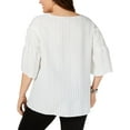 thumbnail image 2 of Alfani Womens Tiered Sleeve Pullover Blouse, White, Plus Size, 2X, 2 of 2