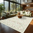 thumbnail image 4 of Washable Area Rug 5x7ft – Vintage Boho Floral Carpet, Non-Slip, Low Pile, Soft, Mark Resistant, Non-Shedding, Farmhouse Accent for Living Room, Bedroom, Dining Room – Beige, USA, 4 of 8