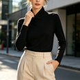 thumbnail image 6 of Vinsonshop Womens Fleece Lined Thermal Shirts Long Sleeve Cross Wrap Mock Neck Slim Fit Base Layer Winter Warm Undershirts Fall Clothes Black L, 6 of 6