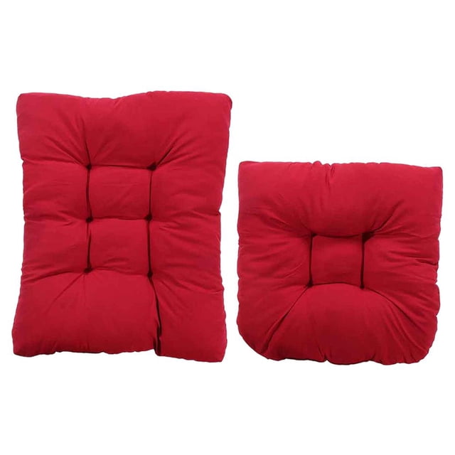 jinwen Rocking Chair Cushion Set Soft Tufted Recliner Back Seat Indoor/Outdoor Red,