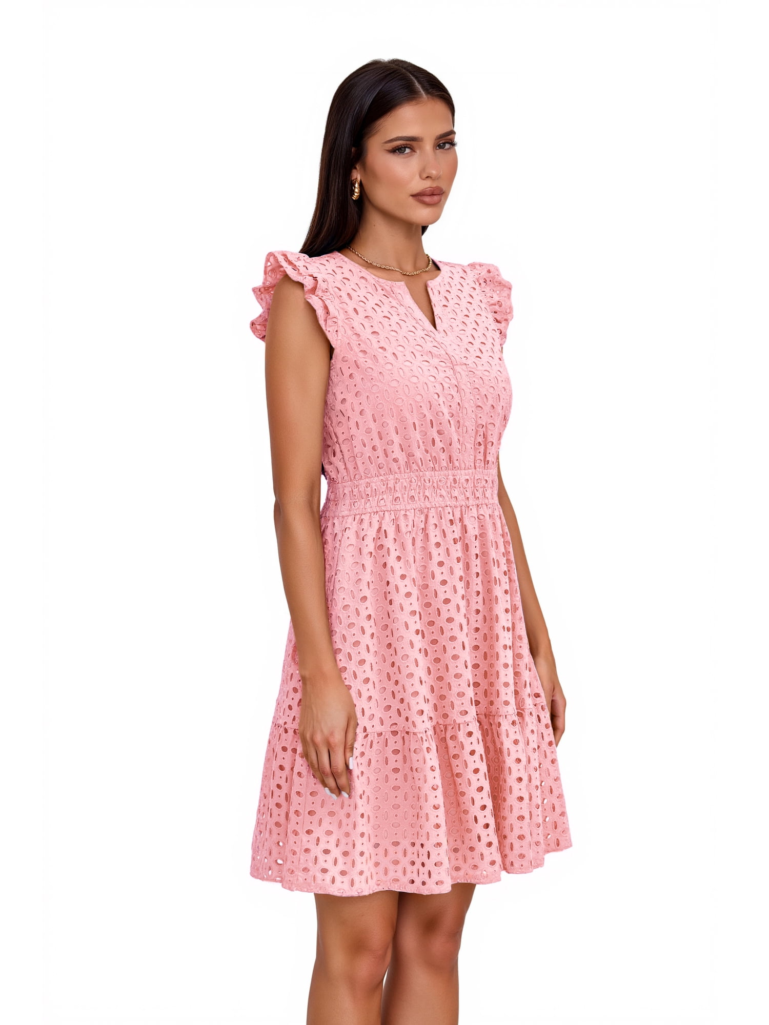 Women’s Pretty Garden LS VNEK BTN FRNT MINI DRSS - MINI CAP SLEEVE DRESS