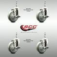thumbnail image 2 of 4 Inch 316SS Gray Polyurethane Swivel 3/8 Inch Threaded Stem Caster Set Brake, 2 of 2