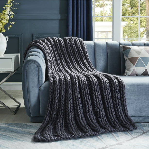 Cozy Tyme Francine Channel Knit Throw 40"x 60" Dark Grey Walmart