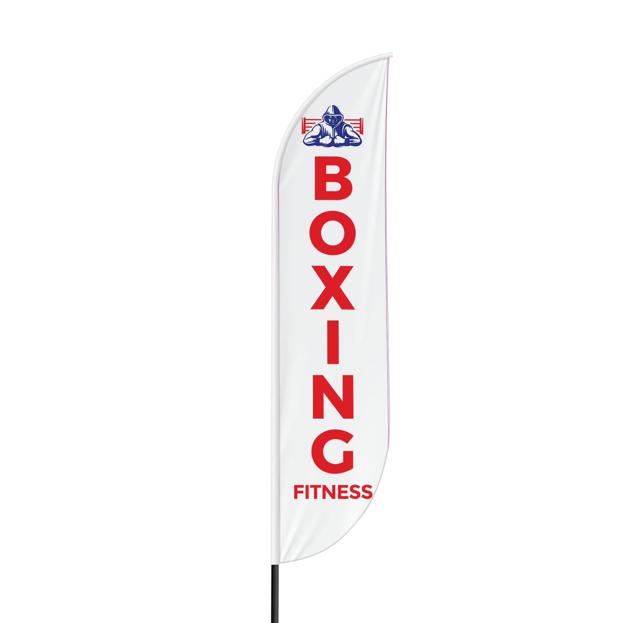 Boxing Fitness Sign feather flag Pole Kit for Outdoor by Mavis Printing|15 FEET Long Polyester Outdoor Banner Flag Stand Easy Hang|HD Print Swooper Flag Pole Mount to Advertise Boxing Fitness