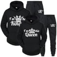 thumbnail image 5 of Chándal con estampado de QUEEN y KING para hombre y mujer, Sudadera con capucha para parejas, ropa deportiva para amantes, conjunto de 2 piezas, 5 of 5