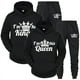 thumbnail image 5 of Chándal con estampado de QUEEN y KING para hombre y mujer, Sudadera con capucha para parejas, ropa deportiva para amantes, conjunto de 2 piezas, 5 of 5