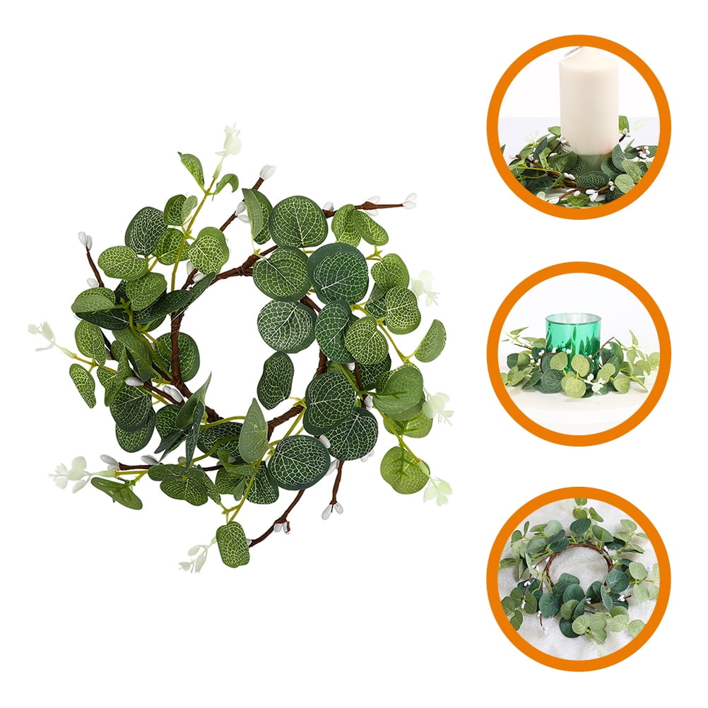 Candle wreaths rings Artificial Eucalyptus Leaves Candle Ring Wreath