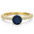 thumbnail image 3 of Gem Stone King 14K Yellow Gold Blue Sapphire and Lab Grown Diamond Engagement Ring for Women | 1.26 Cttw | Round 6MM | Gemstone September Birthstone | Size 5, 3 of 6