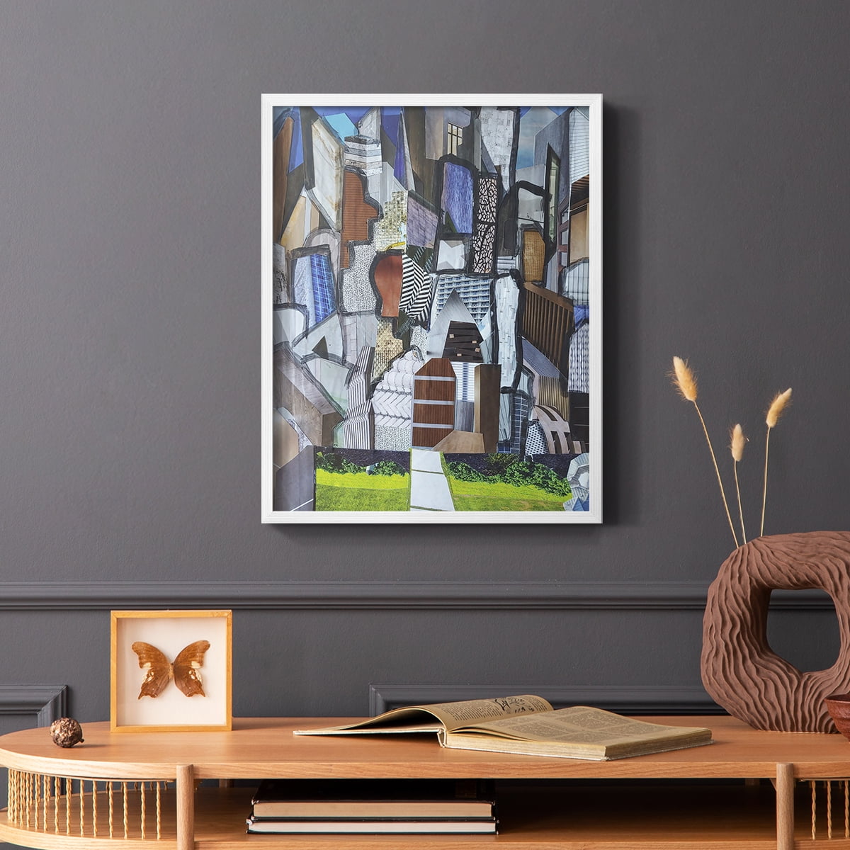 Chicago Grant Park Framed Print in White Solid Wood Framed Print No Nail Hanging