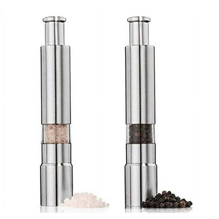 ✨Stainless Steel Mini Pepper Grinder Mill Premium Tall Premium Salt Shaker  Push-Button . . inbox for order