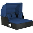thumbnail image 2 of Gymax Patio Hand-Woven PE Wicker Daybed Outdoor Loveseat Sofa Set w/ Navy Cushions, 2 of 9