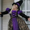 thumbnail image 3 of shoper Halloween Witch Costume for Girls Toddler Witch Dress up with Hat Accessories for Kids Cosplay Party 2-15T, 3 of 9