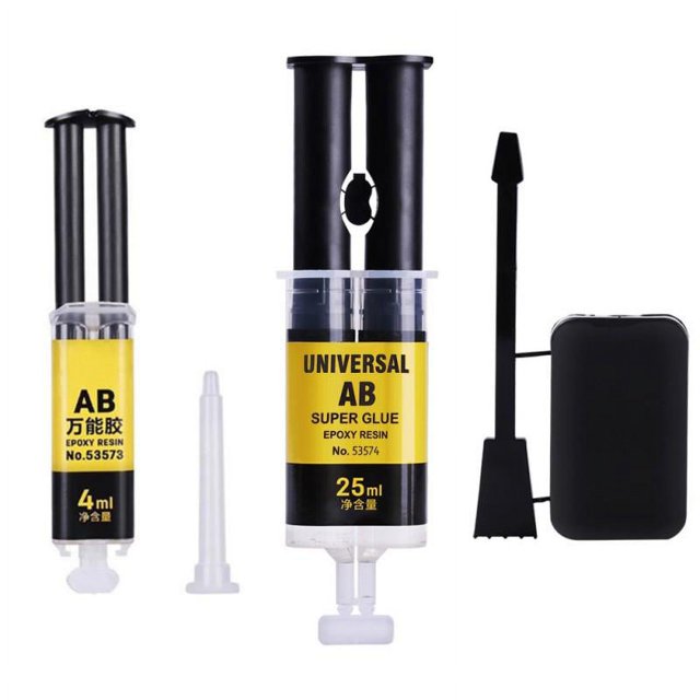 Forzero 4ML / 25ML Colle Universelle AB Super Colle Résine Époxy Colle Liquide Adhésif Fort Colle de Réparation Ménagère pour Métal, Céramique, Plastique, Verre, Caoutchouc, Cuir, Bois