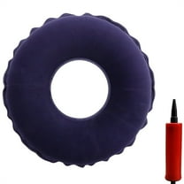 1 Pcs Flocking Round Cushion,Anti-Decubitus Seat Cushion,Inflatable Air Cushion with Pump,Dark Blue Waffle Cushion,Pressure Sore Relief,Portable Chair Pad,for Wheelchairs Office Home