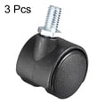thumbnail image 2 of Unique Bargains 3 Pcs 1 Inch Swivel Caster Wheels Nylon 360 Degree Threaded Stem 22lb Capacity Black, 2 of 4