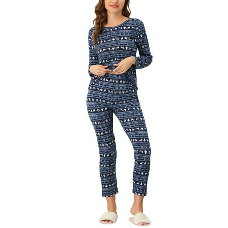 

Unique Bargains Women s Pajama Soft Round Neck Nightwear Elk Lounge Sleepwear Sets