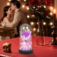 thumbnail image 2 of Gallickan Soap Rose Bouquet, Glass Dome with LED Light Base, Artificial Fragrant Rose Flowers, Long Lasting Valentine's Birthday Gift and Home Table Decor, Purple, 2 of 6