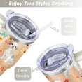 thumbnail image 5 of Orange and White Dog Flowers 40 Oz Tumbler with Handle Lid and Straw, Stainless Steel Double Walled Vacuum Insulated Cup, Cute Birthday Gifts Tumbler for Women Men Friends, 5 of 7