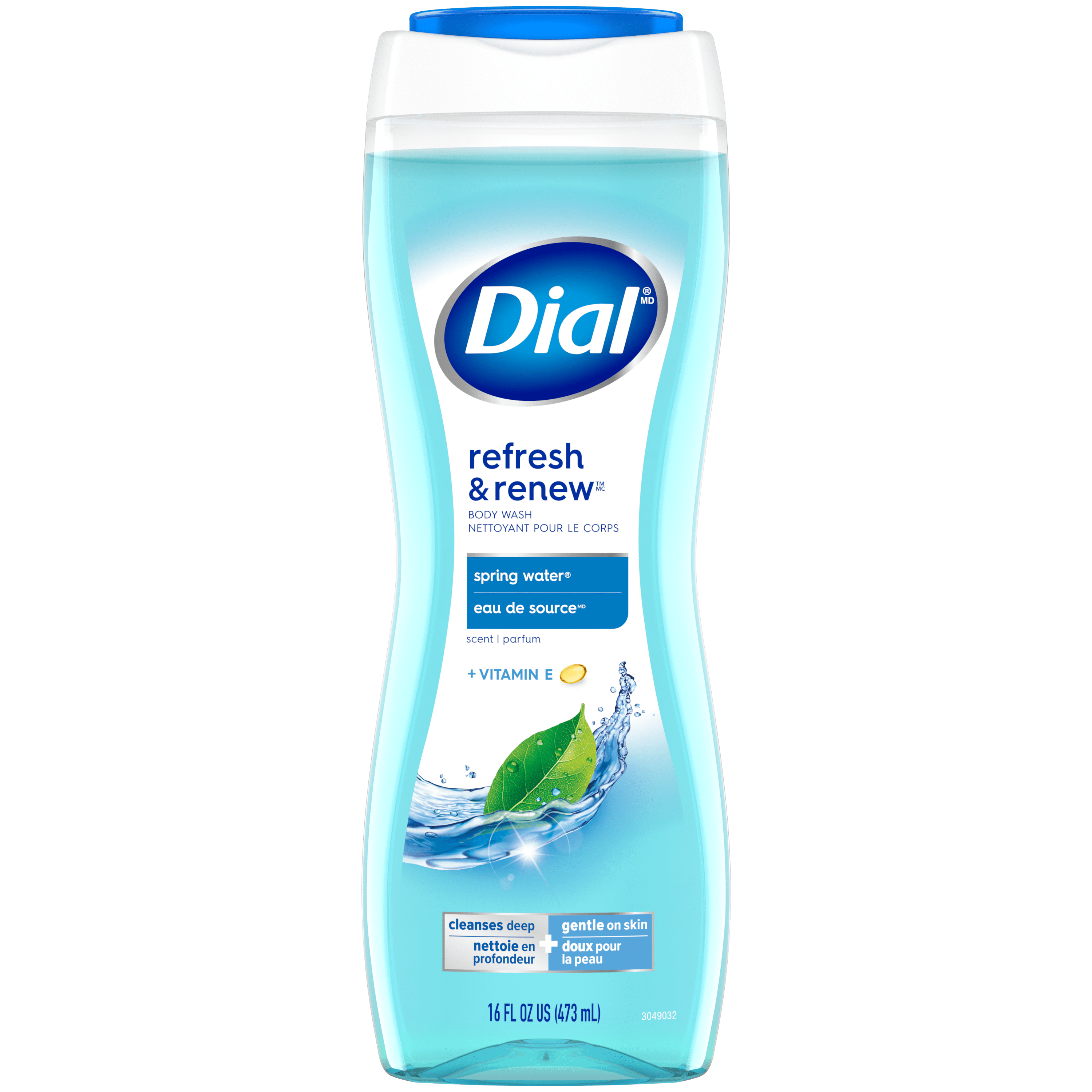 Dial Spring Water Refreshing Body Wash, 473ml, Dermatologist Tested, Free from Silicones, Parabens, Phthalates, SLS, Pack of 1, 1 bottle, 473ml