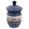 Blue Rose Polish Pottery Garden Bouquet Garlic Keeper