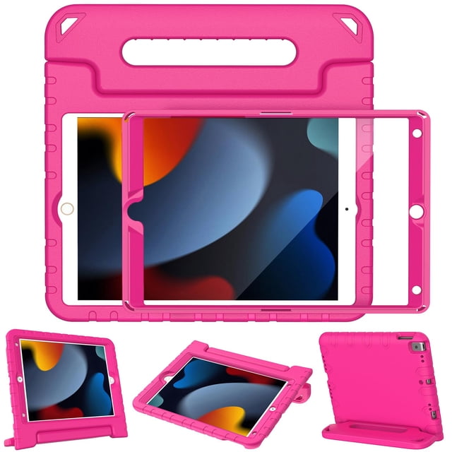 Funda LTROP Kids para iPad 9ª, 8ª y 7ª generación de 10,2 pulgadas, rosa intenso