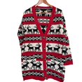 thumbnail image 4 of Women's Button Down V-Neck Cotton Knit Oversized Christmas Reindeer Cardigan M, 4 of 6