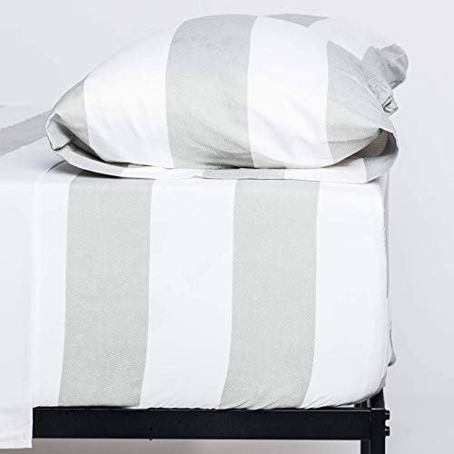 Cosy House Collection Cabana Stripe Bed Sheet Set - Super Soft Luxury Hotel Sheets - Bedding - Stain, Fade & Wrinkle Resistant - 4 Piece Bedset (Cal King, Grey Cabanna)