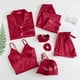 thumbnail image 2 of Conjunto de ropa de estar por casa de 7 piezas para mujer con pantalones cortos de manga larga y tirantes - Pijama de poliéster de color liso con bolsa de almacenamiento y accesorios, 2 of 8