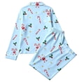 thumbnail image 5 of FASHOFT Christmas Pajamas for Women Set Silk Satin Xmas Print Button up Shirts and Pants 2 Piece Christmas Pjs Soft Holiday Long Sleeve Sleepwear Loungewear XL, 5 of 5