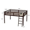 thumbnail image 4 of Zimtown Full Size Junior Low Loft Bed with Stairs, White Wood Bunk Bed Frame, No Box Spring Required, Brown, 4 of 8