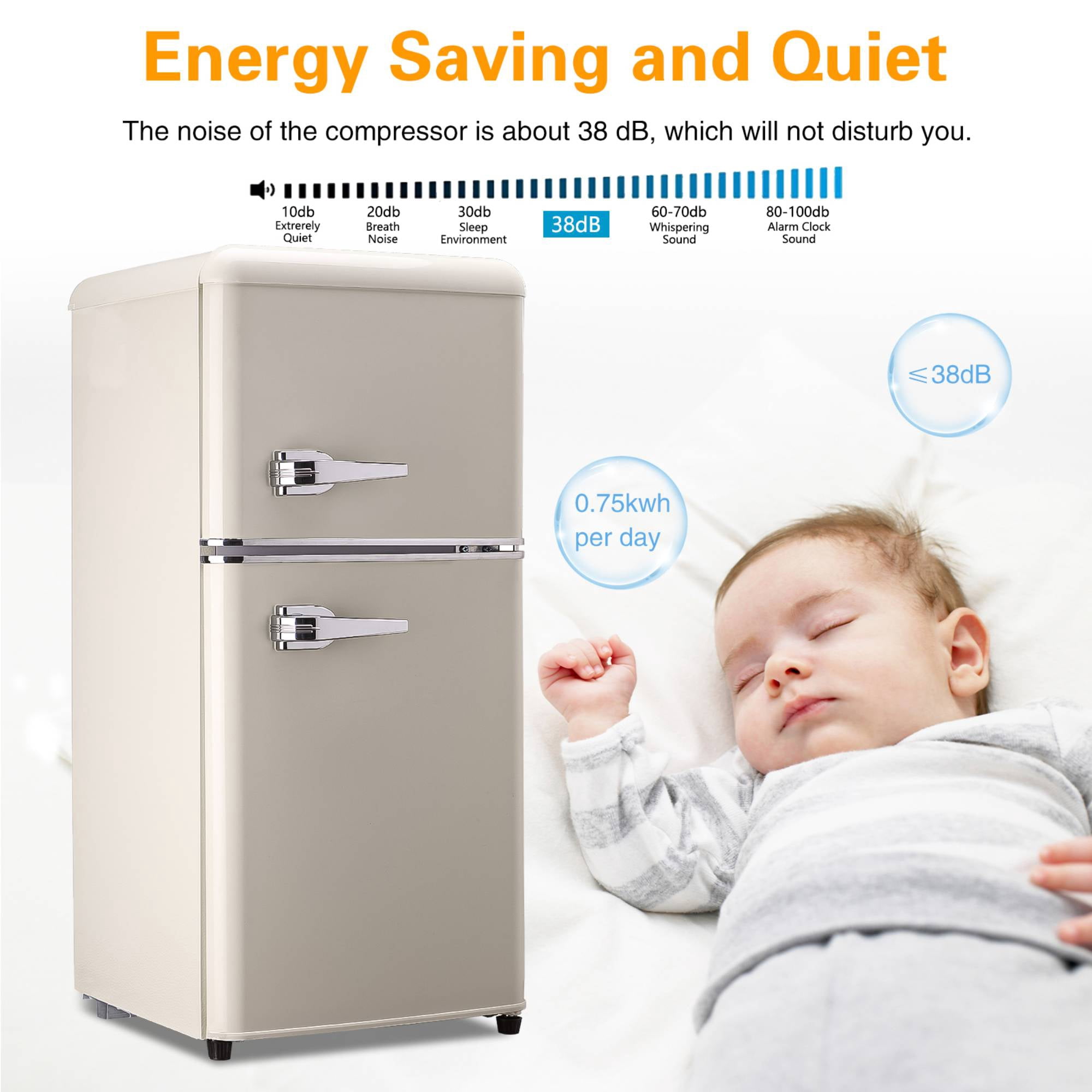 3.5 Cu. Ft Mini Fridge Compact Refrigerator with Top-Freezer,7- Level Adjustable Thermostat, Adjustable Shelves For Bedroom, Office, Kitchen, Apartment, Red