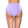 thumbnail image 4 of Swimsuit Bottoms for Women - High Waisted Bikini Bottoms Tie Side Tummy Control Bathing Suit Bottom Light Purple M, 4 of 4