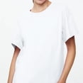 thumbnail image 2 of Camisetas de Cuello en V de Algodón de Mujer de Manga Corta de Ajuste Suelto, Camisa de Cuello Redondo de Color Sólido de Moda, 2 of 7