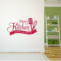 Moms Kichen Open 24 Hours Cook Tomato Cucumber Pumpkin and Peppers Zucchini Lettuce Farm Chicken Cow Horse Farmer Ranch Egg Fox Holiday Decorating Ideas Wall Decal Sticker - Size: 40 In X 24 In