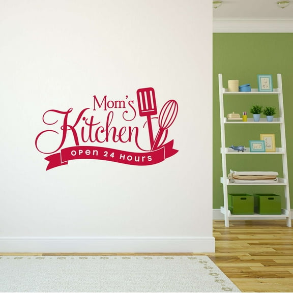 Moms Kichen Open 24 Hours Cook Tomato Cucumber Pumpkin and Peppers Zucchini Lettuce Farm Chicken Cow Horse Farmer Ranch Egg Fox Holiday Decorating Ideas Wall Decal Sticker - Size: 30 In X 18 In