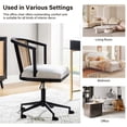 thumbnail image 5 of 360-Degree Swivel Office Chair Height Adjustment Ratten Backrest Desk Chair 250lbs for Adults Black, 5 of 9