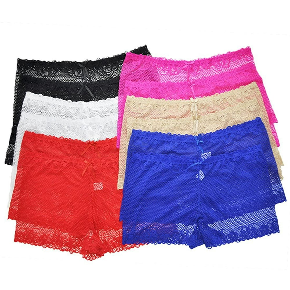 Iheyi Plus Size LOT 6 Pieces Plain Floral Lace Stretchy Boyshorts Panty 2XL 3XL 4XL (3196/3197