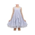 thumbnail image 1 of Vestido de Niña Gris con Volantes, Halter, de Fiesta, de Capas, de Gasa, Vestido Veraniego sin Mangas, 10 Años, 1 of 6
